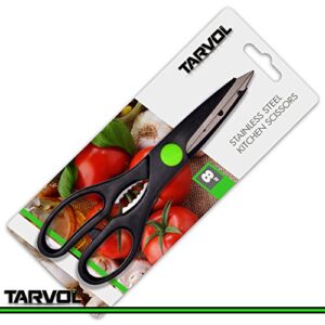 Multi-Purpose Kitchen Shears (Smooth Cutting Technology) 8" Stainless Steel Cooking Scissors w/Nut Cracker Handle - Incredibly Sharp - Perfect for Cutting Meat, Herbs, Vegetables, Poultry, and Nuts