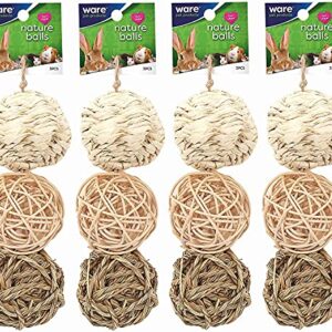 Ware Manufacturing 12 Pack of Natural Ball Small Pet Chew Toys, 3 Inch