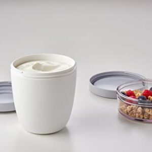 MEPAL, Lunchpot with 2 Lids, a Detachable Small Storage Container for Nuts or Fruit, Portable, BPA Free, Nordic White, 500ml+200ml|17oz + 6.7oz, 1 Count