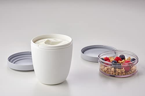 MEPAL, Lunchpot with 2 Lids, a Detachable Small Storage Container for Nuts or Fruit, Portable, BPA Free, Nordic White, 500ml+200ml|17oz + 6.7oz, 1 Count