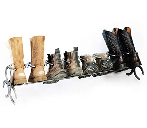 Rustic Horseshoe Boot Rack - 1 Pair, 2 Pairs, 3 Pairs, and 4 Pairs - The Heritage Forge