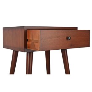 Decor Therapy Mid Century 1-Drawer Wood Side Table, Light Walnut