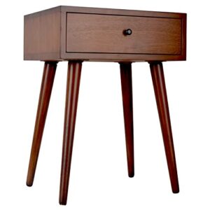 Decor Therapy Mid Century 1-Drawer Wood Side Table, Light Walnut