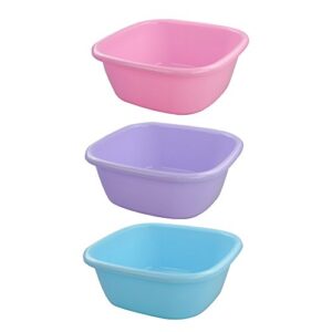 Doryh 12 Quart Plastic Square Washbasin, Set of 3