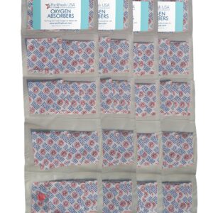 PackFreshUSA: 500cc Oxygen Absorber Compartment Packs - Food Grade - Non-Toxic - Food Preservation - Long-Term Food Storage Guide Included - 100 Count in 20 Compartment Packs