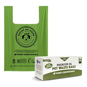 doggy poop bags | dog waste bags with handles | unscented, 38% vegetable-based, thick & leak proof, easy open | x-large size | 30 count