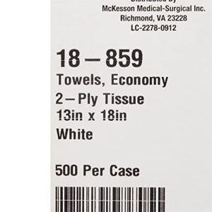 McKesson Procedure Towels, Disposable - Waffle Embossed, Non-Radiopaque, Non-Sterile, Economy 2-Ply Tissue without Polyback - White, 13 in x 18 in, 500 Towels, 1 Pack