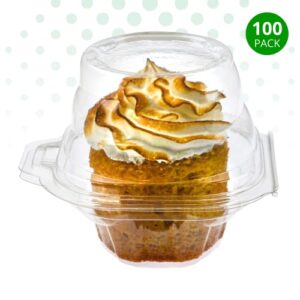 Clear Cupcake Boxes Individual Cupcake Containers | Stackable Cupcake Holder With Lid | Airtight Box Disposable Cupcake Containers | Dome Cupcake Carrier | Cupcake Holders Individual 50 Per Pack