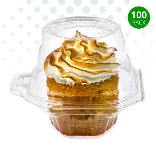 Clear Cupcake Boxes Individual Cupcake Containers | Stackable Cupcake Holder With Lid | Airtight Box Disposable Cupcake Containers | Dome Cupcake Carrier | Cupcake Holders Individual 50 Per Pack