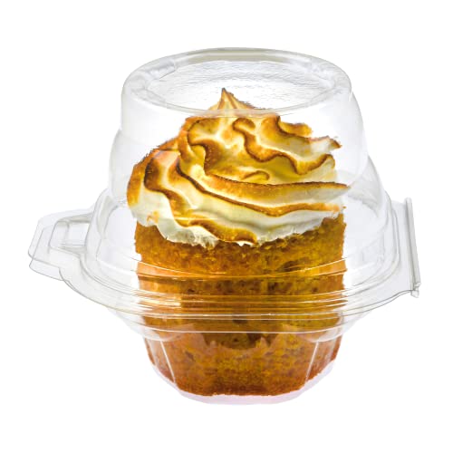 Clear Cupcake Boxes Individual Cupcake Containers | Stackable Cupcake Holder With Lid | Airtight Box Disposable Cupcake Containers | Dome Cupcake Carrier | Cupcake Holders Individual 50 Per Pack