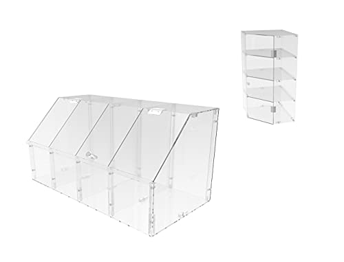 FixtureDisplays® Clear Acrylic Candy Bin Partitioned Dry Food Display Spices Container Retail Donut Cookie Bin Ships Knock Down 100826-NF