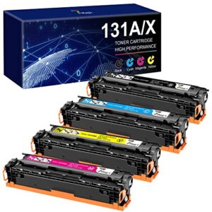 7magic compatible toner cartridge replacement for hp 131x cf210x 131a cf210a hp laserjet pro 200 color mfp m276nw m251nw m251n m276n printer cf211a cf212a cf213a (black cyan yellow magenta, 4-pack)