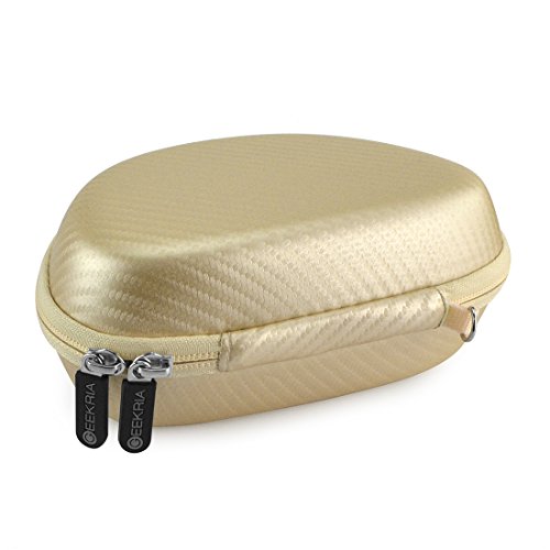 Geekria Shield Headphone Case Compatible with Beats Studio Pro, Solo 3, Solo 2, Solo HD Case, Replacement Hard Shell Travel Carrying Bag with Cable Storage (Gold)