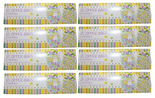 Regent Products Corp Set of 200 Easter Zipper Bags with Easter Bunny, Egg, and Jelly Bean Designs! 6.5"x5.86" - 2 Designs!