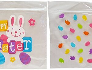 Regent Products Corp Set of 200 Easter Zipper Bags with Easter Bunny, Egg, and Jelly Bean Designs! 6.5"x5.86" - 2 Designs!