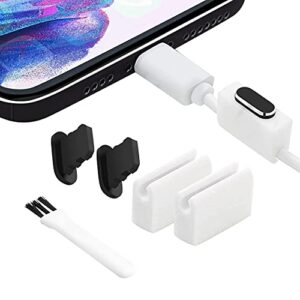 portplugs anti-dust plugs (2-pack) compatible with iphone 14/13/12/11/x/xs/8/7, plus/max/pro/mini, ipad - aluminum, includes 2 holders & cleaning brush (black)