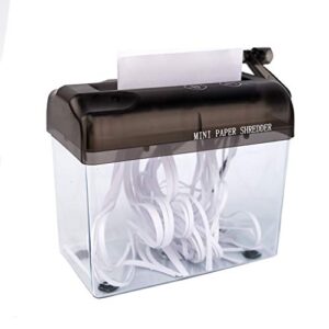 Mini Manual Shredder - Office Portable Hand Paper Cutter for Paper, Notes, Bills, Portrait, Photos Fits A6 Size or Folded to A6 Size Capacity 1.5L Straight Cut