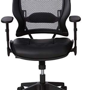 SPACE Seating AirGrid Back and Padded Bonded Leather Seat, 2-to-1 Synchro Tilt Control, Adjustable Arms, Nylong Base Adjustable High Back Managers Chair, Black