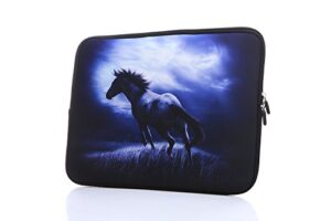 13.3-inch to 14-inch laptop sleeve case neoprene carrying bag with hidden handles for macbook/notebook/ultrabook/chromebooks (blue horse)