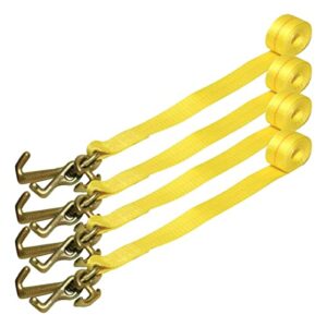 vulcan car tie down replacement strap with rtj hooks - 96 inch - 4 pack - 3,300 pound safe working load