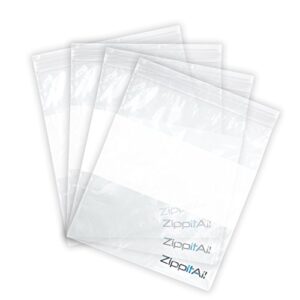 zipitall quart zip top resealable plastic writable zipper freezer food bags (500), 2 ml