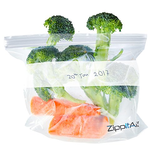 ZipItAll Quart Zip Top Resealable Plastic Writable Zipper Freezer Food Bags (500), 2 mL