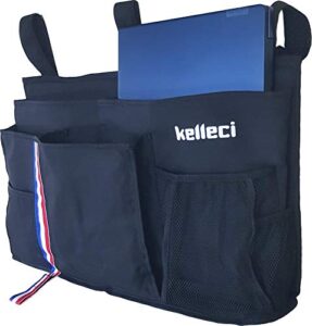 kelleci bedside caddy - hanging bedside organizer/bedside storage bag for bunk and hospital beds, dorm rooms bed rails/with 8 pockets