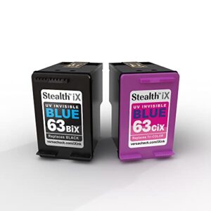 versaink stealth ix ink - hp 63bix & 63cix combo pack - invisible ink replacement cartridges ink, black
