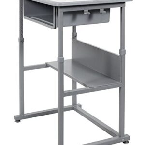 Offex Student-M Student Manual Adjustable Desk - Light Gray/Medium Gray