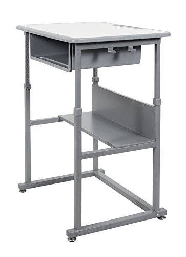 Offex Student-M Student Manual Adjustable Desk - Light Gray/Medium Gray