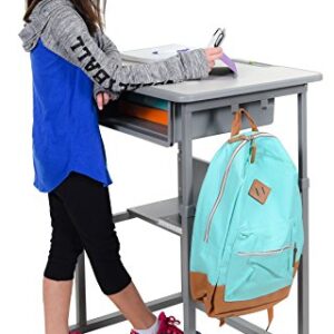 Offex Student-M Student Manual Adjustable Desk - Light Gray/Medium Gray