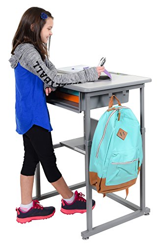 Offex Student-M Student Manual Adjustable Desk - Light Gray/Medium Gray