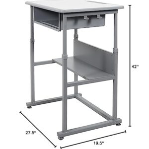 Offex Student-M Student Manual Adjustable Desk - Light Gray/Medium Gray