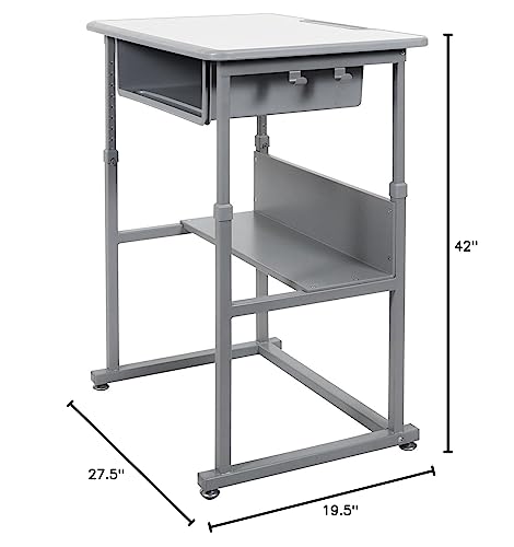 Offex Student-M Student Manual Adjustable Desk - Light Gray/Medium Gray