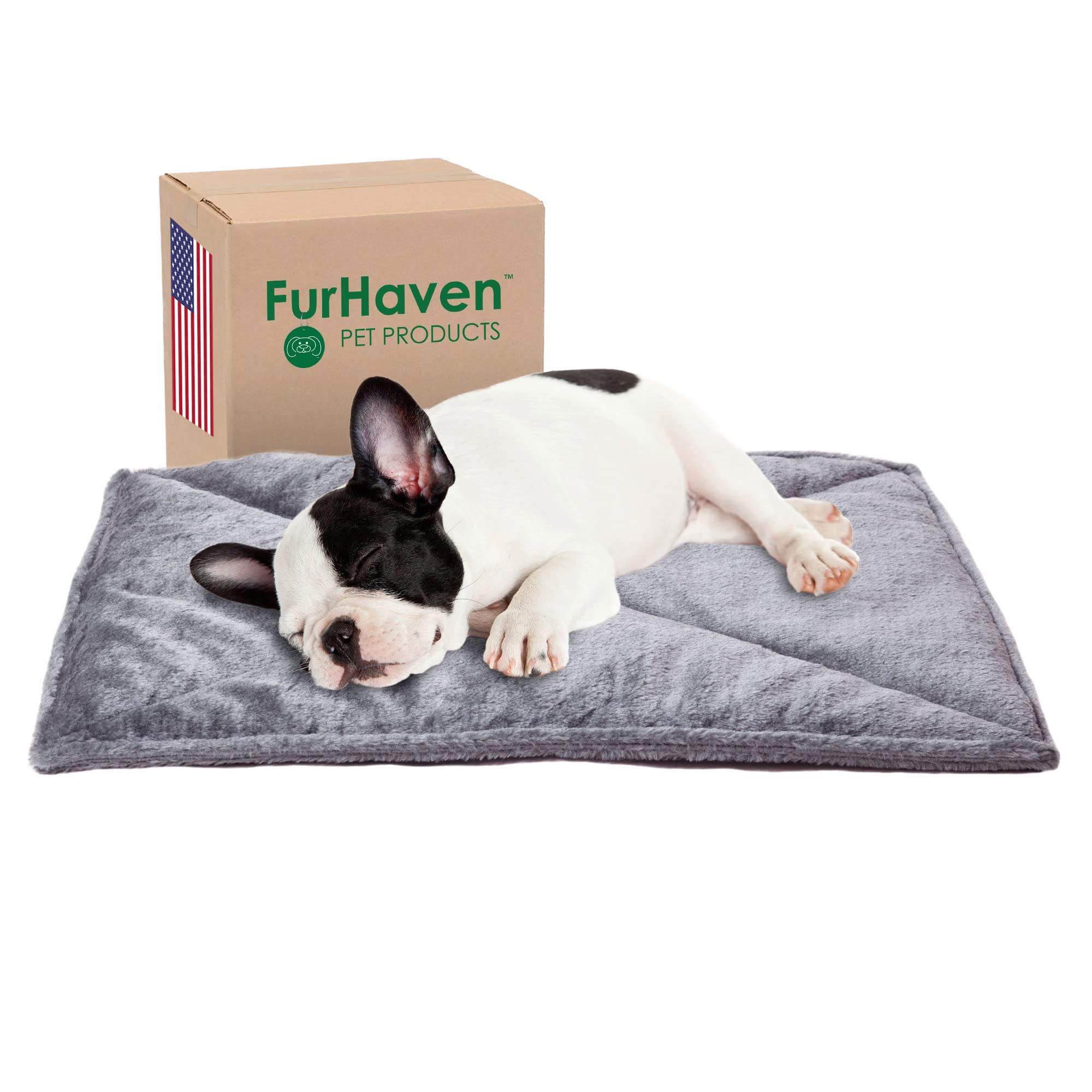 Furhaven ThermaNAP Self-Warming Cat Bed for Indoor Cats & Small Dogs, Washable & Reflects Body Heat - Quilted Faux Fur Reflective Bed Mat - Gray, Small