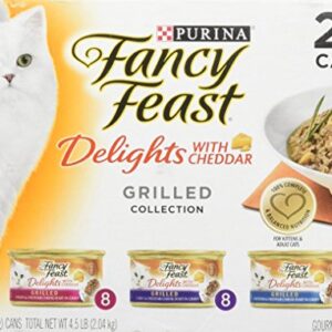 Purina Fancy Feast Delights with Cheddar Grilled Gourmet Wet Cat Food - (24) 3 oz. Cans (Cheddar Grilled Varieties 1 Pack of 24)