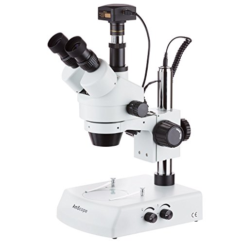 AmScope 3.5X-45X LED Trinocular Zoom Stereo Microscope with 16MP USB3 Camera