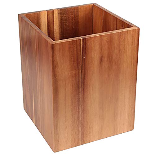 Creative Home 63070 Solid Acacia Wood Square Waste Basket Recycle Bin, Trash Can, Natural Finish