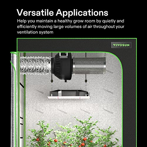 VIVOSUN 4 Inch 203 CFM Inline Fan with Speed Controller and Leather Sheath, 4 Inch Carbon Filter and 8 Feet of Ducting, Air Filtration Combo for Grow Tent Ventilation
