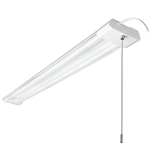 Sunlite 85140-SU 48-Inch Linear LED Shop Light Fixture, 40 Watts, Water Resistant, Linkable, Plug-in, 4000 Lumen, White-Finish, 40K - Cool White