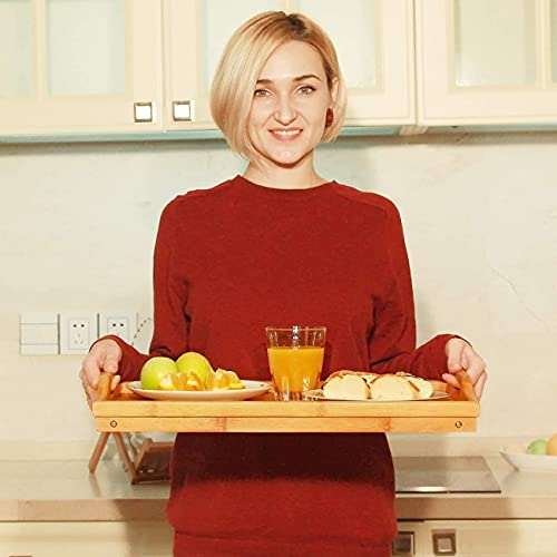 Bed Tray Table with Folding Legs,Serving Breakfast in Bed or Use As a TV Table, Laptop Computer Tray, Snack Tray