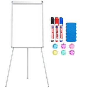 yaheetech easel white boards magnetic tripod whiteboard portable dry erase board 36x24 inches flipchart easel board height adjustable, stand white board with flipchart hook for office or teaching