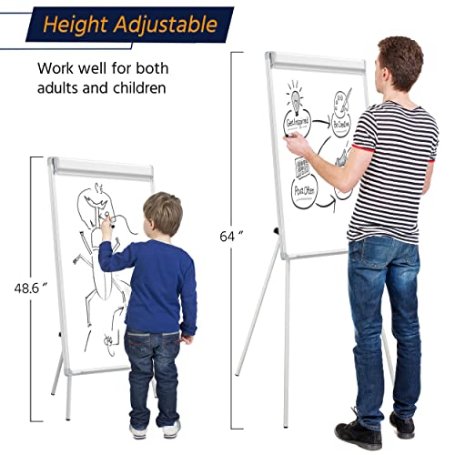 Yaheetech Easel White Boards Magnetic Tripod Whiteboard Portable Dry Erase Board 36x24 inches Flipchart Easel Board Height Adjustable, Stand White Board with Flipchart Hook for Office or Teaching