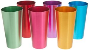 retro aluminum tumblers - 6 cups -20oz - by trademark innovations (assorted colors)