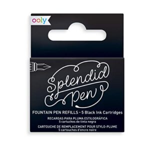 ooly splendid fountain pen ink refills - set of 5 cartridges - black