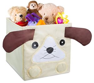 kids foldable cube storage bins - these decorative animal fabric storage cubes are collapsible and great organizer for shelf, closet or underbed. convenient for clothes or kids toy storage.(puppy)