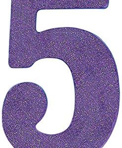 Amscan #5 Large Glitter Birthday Candle | Purple | Party Supply | 1 piece