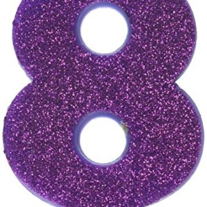 Amscan Birthday Celebration, Numeral #8 Glitter Candle, Party Supplies, Purple, 3 1/4", Model: