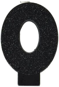 amscan birthday celebration, numeral #0 glitter candle, party supplies, black, 3 1/4"