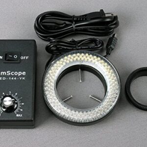 AmScope - 3.5X-90X Simul-Focal Stereo Zoom Microscope on Dual Arm Boom Stand with 144-LED Ring Light - SM-4TPZ-144